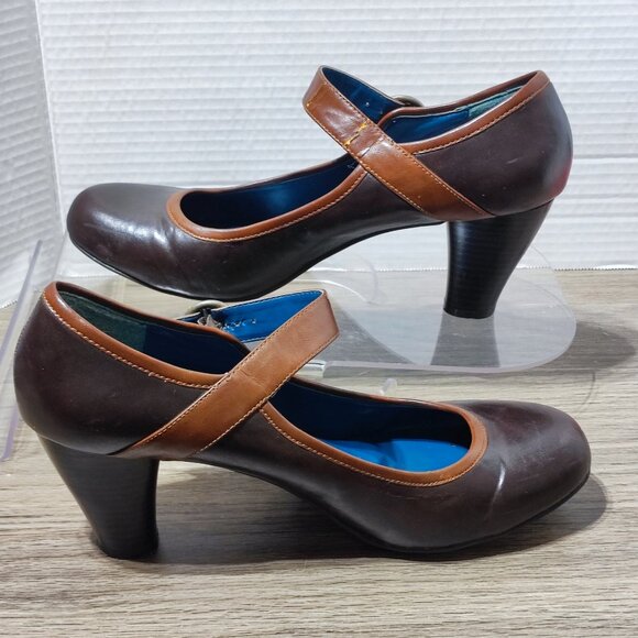 Vintage Candie's Jessa Maryjane Pumps Size 10 Brown Chunky Heels Comfort - Picture 2 of 15